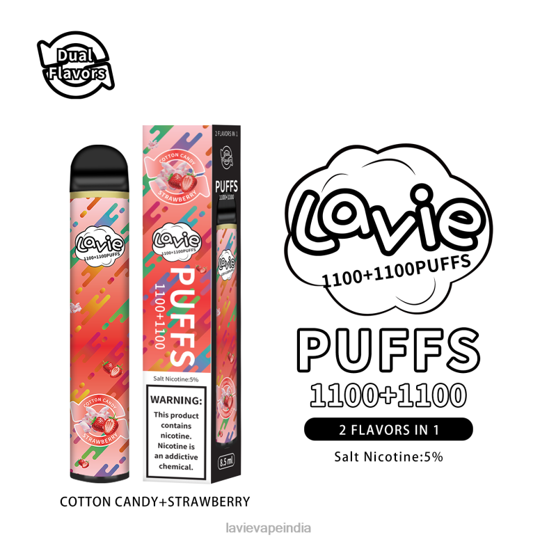 LAVIE Vape India - LAVIE BAR Switch 2200 Puffs Cotton Candy/Strawberry 40P84293